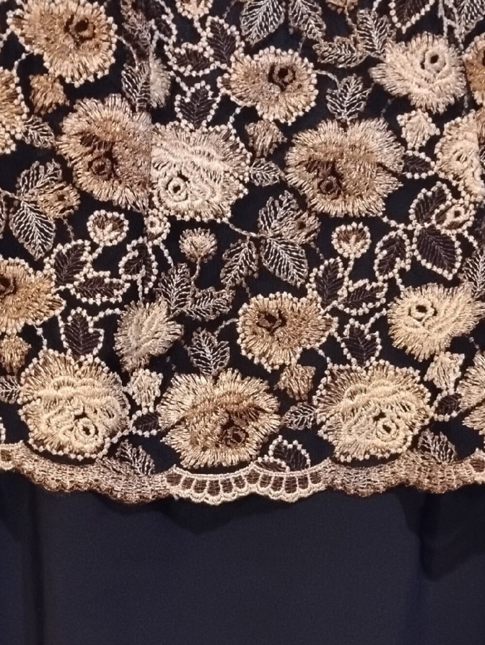 Rabbit Rabbit Rabbit Black Dress with Gold Floral Embroidery - Picture 3 of 7